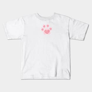 Dog paw print with shining red heart. Valentine's day design Kids T-Shirt